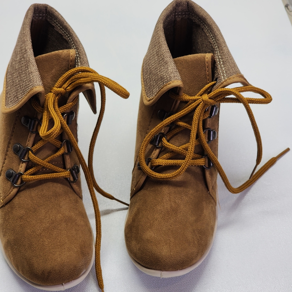 Brown Lace-Up Ankle Boots - Picture 2 of 5